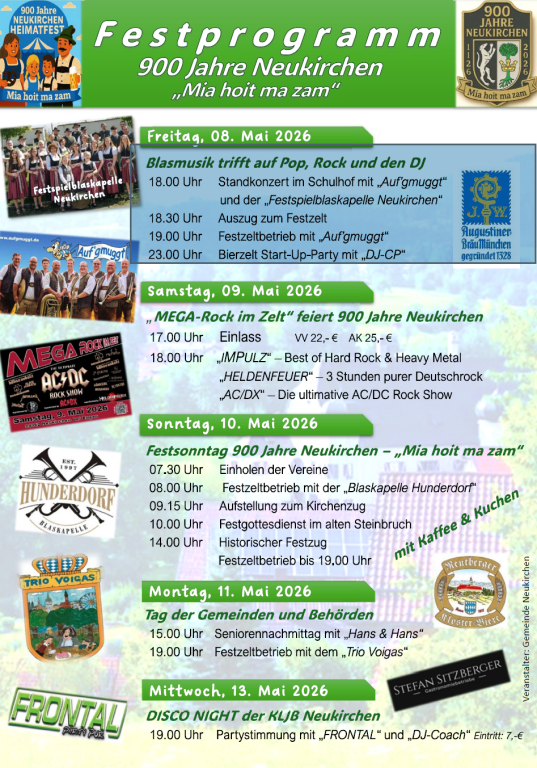 Festprogamm 900 Jahre Neukirchen Mai 2026
